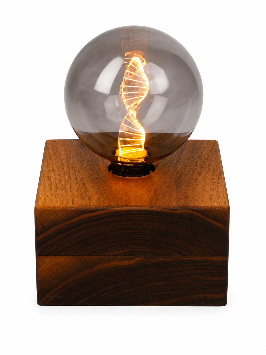 American Walnut Pygmy Square Lamp — Small – DNA Double Helix Bulb