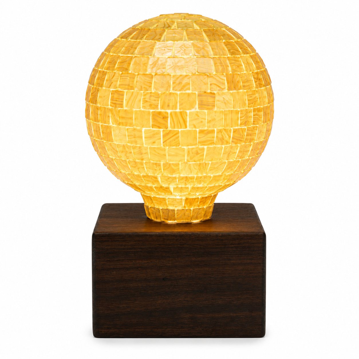 American Walnut Square Single Medium Lamp – Gold Tile Bulb