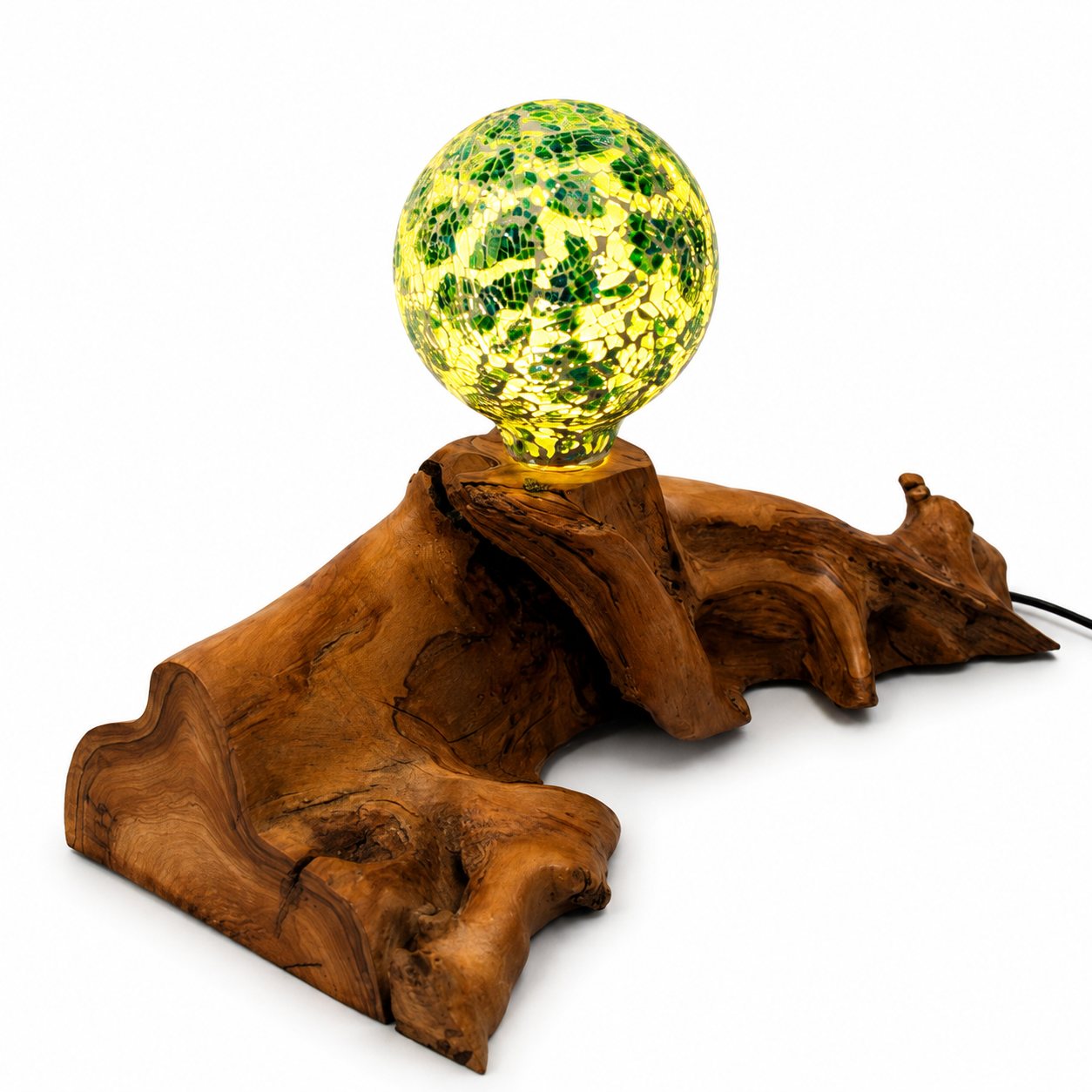 Bespoke Wild Olive Wood Lamp – Mosaic Bulb