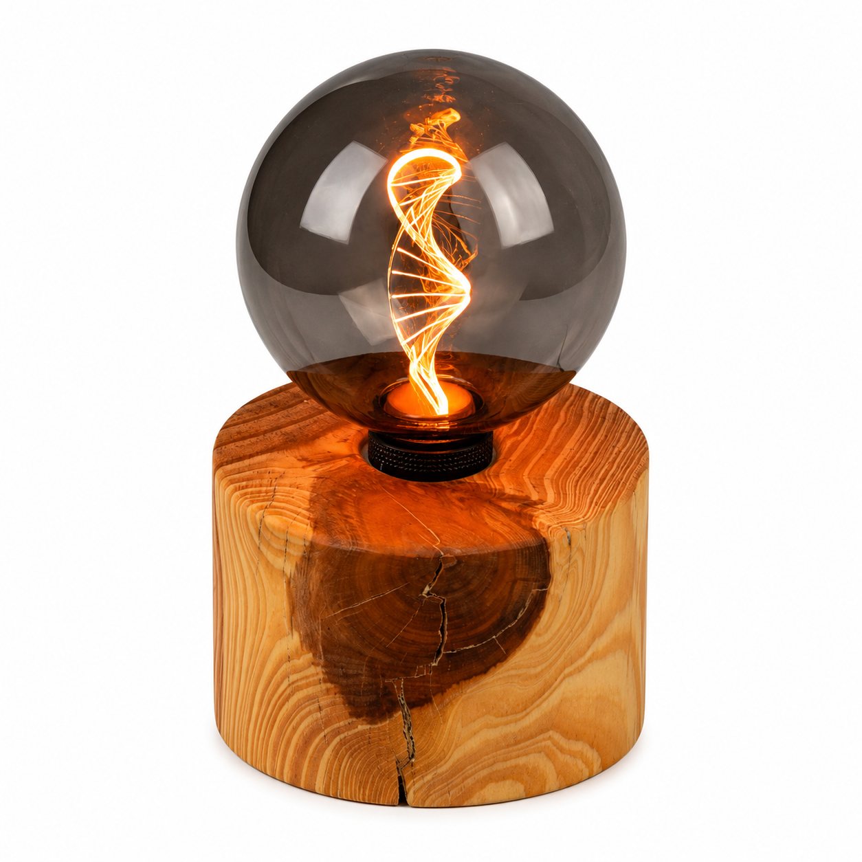 Cedarwood Pygmy Round Lamp — Small – DNA Double Helix Smoked Bulb